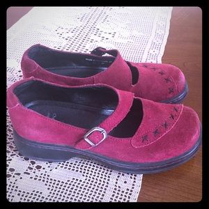 DANSKO Fran Red Suede Buckle Mary Jane Clogs Shoes